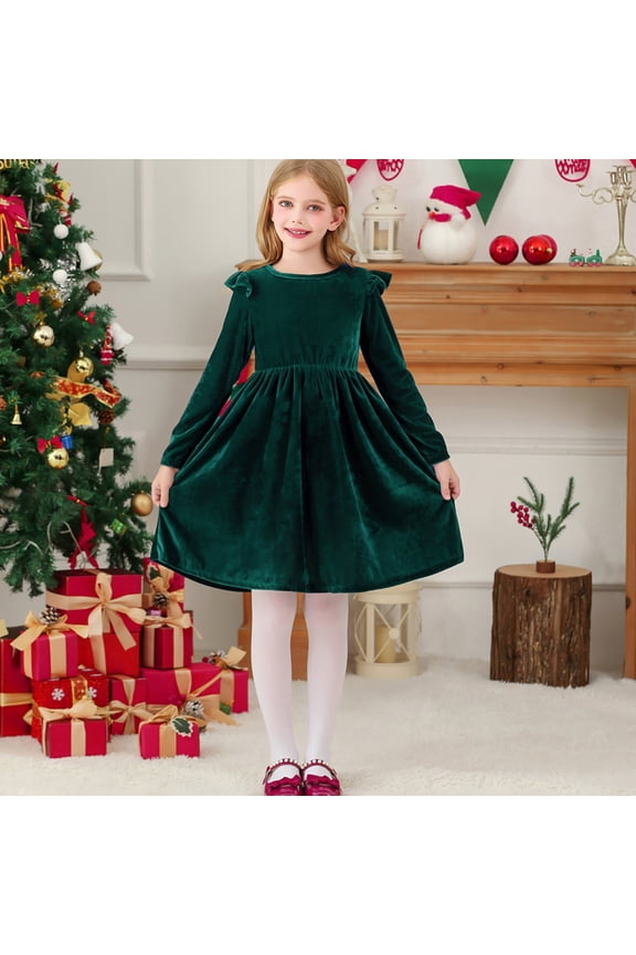 Dresses for Girls 10-12 Long Sleeve Toddler Girls Long Sleeve Velvet Vintage Dresses for Littler Kids Fall Winter Clothes Outfits