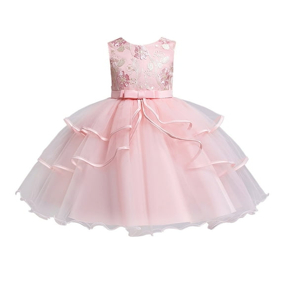 Dresses for Girls 6-7 Years A-Line Gown Party Kid Lace Sleeveless Fit & Flare Adorable Daily Colorful Lightweight Delicate Pink Sundress