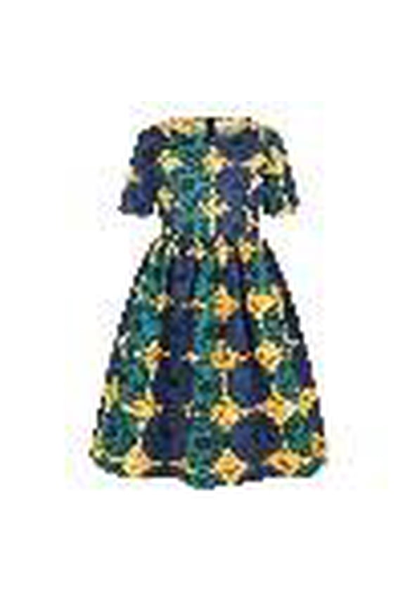 Dresses for Girls Ankara Round Neck Dashiki African Traditional Dress for Kids Spring Dresses