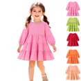 thumbnail image 1 of Dresses for Girls Birthday Cute Flowy Tiered Ruffle Long Sleeve Shirt Dress Crew Neck A-Line Fall Girls Clothes Dresses Pink, 1 of 10