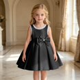 thumbnail image 1 of Dresses for Girls Bow Detail Sleeveless Crewneck Party Evening Dress Elegant Adorable Special Kids Overall Dress Size 100, 1 of 9