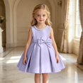 thumbnail image 1 of Dresses for Girls Bow Detail Sleeveless Crewneck Party Evening Dress Elegant Adorable Special Kids Overall Dress Size 100, 1 of 8