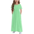 thumbnail image 1 of Dresses for Girls Casual Short Sleeve Crew Neck Maxi Dress With Pockets Lightweight Comfy Fashion Daily Wear, 1 of 5