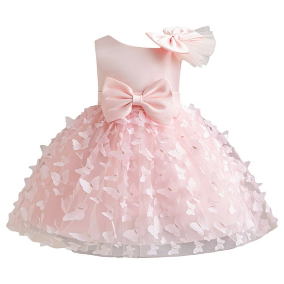 Dresses for Girls Child Bowknot Sleeveless Gown Dresses Wedding Party Dress Pageant Gown Princess Dress Size 1 Y-2 Y