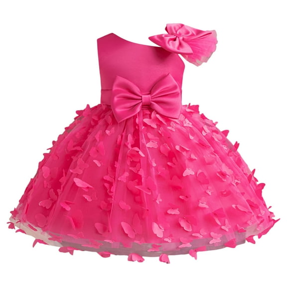 Dresses for Girls Child Bowknot Sleeveless Gown Dresses Wedding Party Dress Pageant Gown Princess Dress Size 9 M-12 M