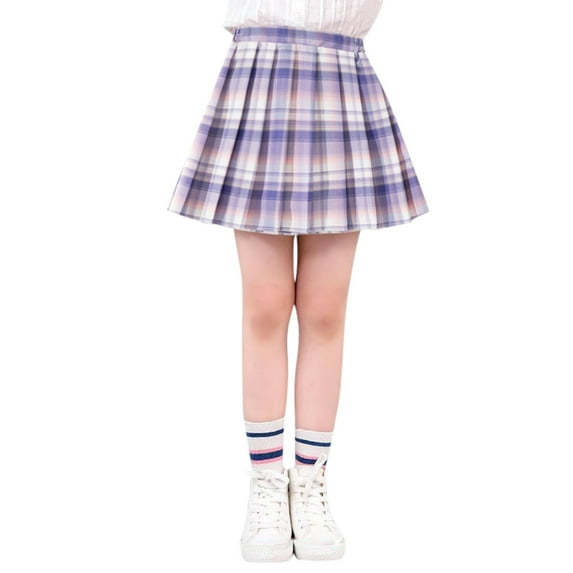 Dresses for Girls Childen Kids Pleated Plaid Elastic Waist Mini Skirt Party formal Skorts Princess Skirts Size 4 Y-5 Y