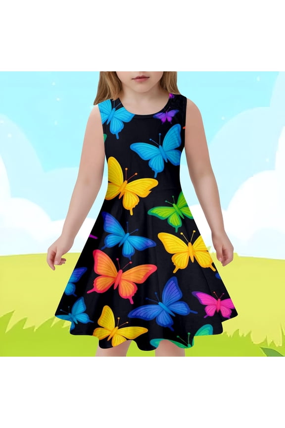 Dresses for Girls Children's Fashion Slim Sleeveless Kids Clothes