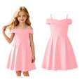 thumbnail image 1 of Dresses for Girls Cold Shoulder Mini Dresses A Line Flowy Dress Girls Spring Dress 8-9 Years, 1 of 7