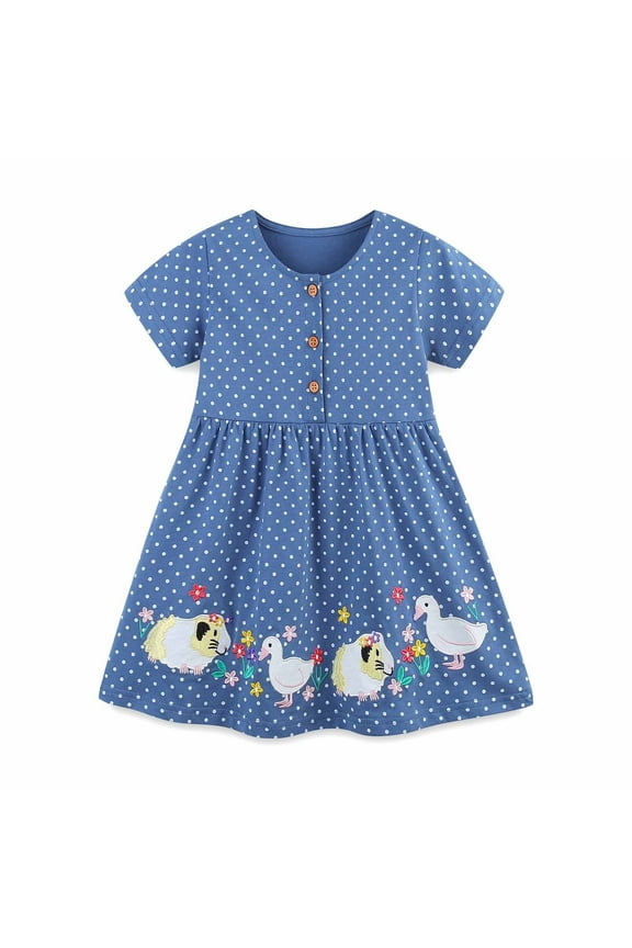 Dresses for Girls Coton Flutter Short Sleeve Summer Kids Clothing