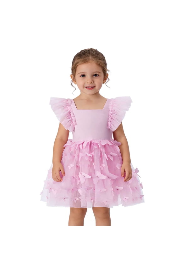 Dresses for Girls Delicate Overlay Netting Elegant Romper Girls Fancy Dress