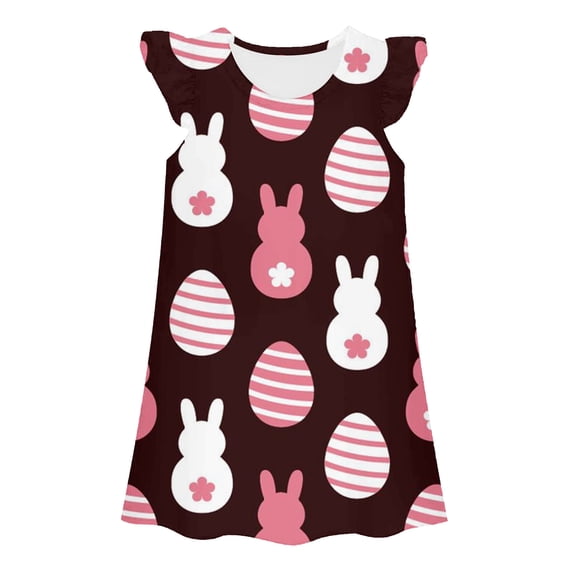 Dresses for Girls Easter Print Princess Gown Casual Wear Cute Kids Clothing