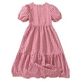thumbnail image 1 of Dresses for Girls Flowy Swing Stripe Cotton Pleated Dress Ruffle Short Sleeve Princess Dresses, 1 of 3