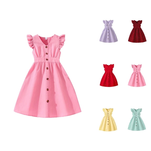 Dresses for Girls Formal Dresses for Girls Girls Summer Casual Dress Sleeveless A Line Button Down Ruffle Hem Striped Dresses 8 12 Years
