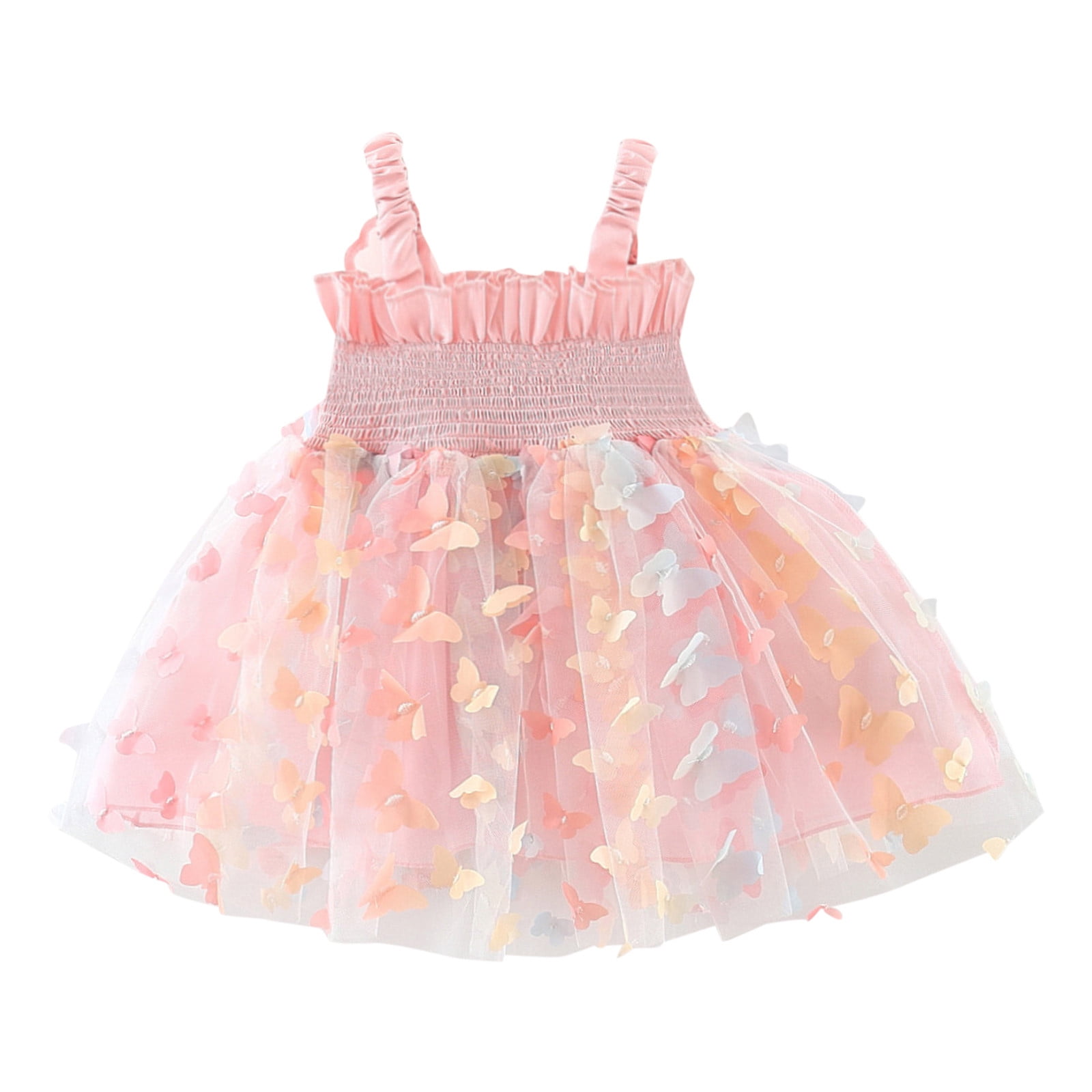 Dresses for Girls Girl's Sleeveless Butterfly Tulle Lace Ruffles Dance ...