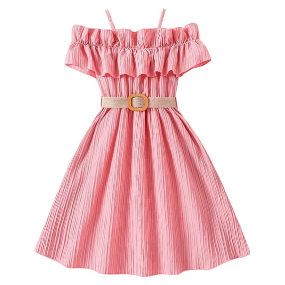 Dresses for Girls Girl's Sleeveless Solid Dance Party Princess Dress Clothes Toddler Dresses Pink 9 Years-10 Years