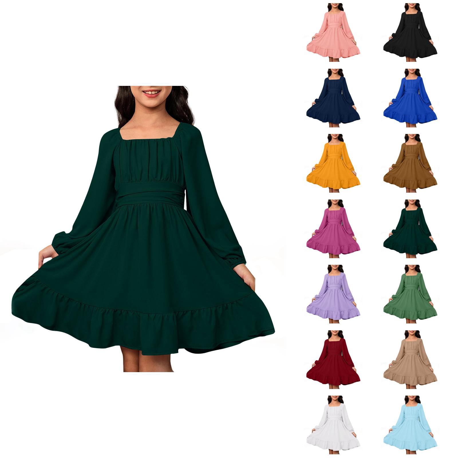 Dresses for Girls Girls Formal Dresses Girls Dresses Casual Long Sleeve  Backless Dress With Waist Tie For Outdoor Summer Spring Fall - Walmart.com