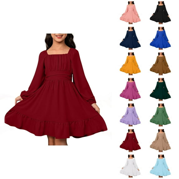 Dresses for Girls Girls Formal Dresses Girls Dresses Casual Long Sleeve Backless Dress With Waist Tie For Outdoor Summer Spring Fall