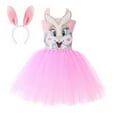 thumbnail image 1 of Dresses for Girls Kids Child Baby Sleeveless Cute Rabbit Party Tutu Dresses with Headband Set Princess Dress Size 5 Y-6 Y, 1 of 5