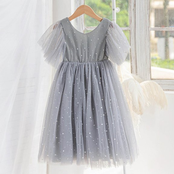 Dresses for Girls Light Gray Dress Girls Tulle Toddler Dress Girls Tulle Dress Princess Dress Up for Girls 8-9 Years