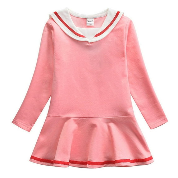 Dresses for Girls Little Nautical Sailor Summer Cute Pleated Skirt Playwear Kids Clothing