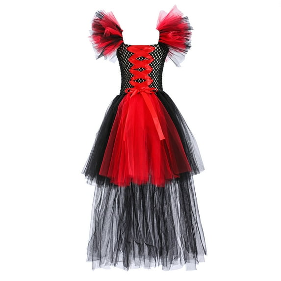 Dresses for Girls Magnificent Witch Rainbow Black Gown Fancy Dress Up Party Tutu Dress Tulle Dresses Baby Girl Dress,Size 5 Years-6 Years