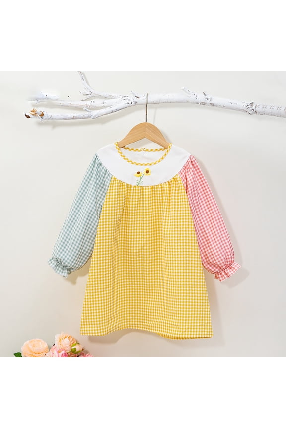 Dresses for Girls Smocked Vintage Plaid Cute Kids Outfits