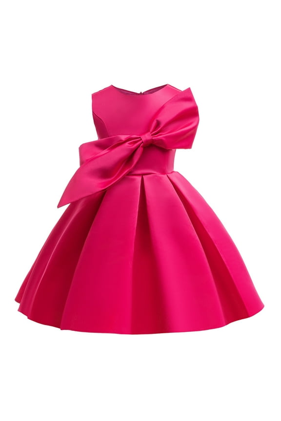 Dresses for Girls Solid Color Bow Princess Formal Party Kids Clothes