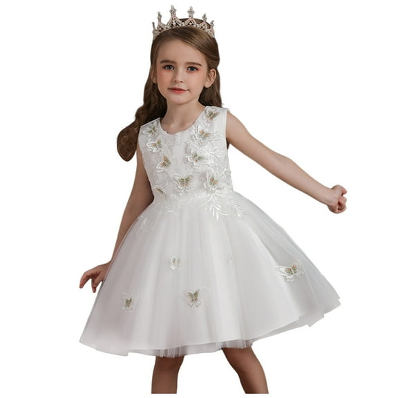 Dresses for Girls Summer Butterfly Printed Tulle Skirt Princess Dress Puffy Dress Graduation Dress for Girls,Size 9 Years-10 Years