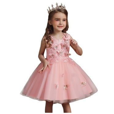Dresses for Girls Summer Butterfly Printed Tulle Skirt Princess Dress Puffy Dress Little Girl Dresses,Size 4 Years-5 Years