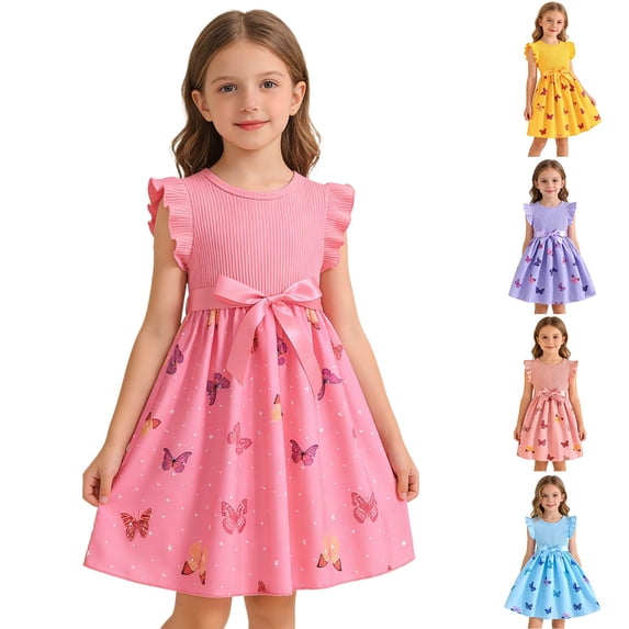 Dresses for Girls Summer Dresses A Line Print Flowy Dresses Short ...