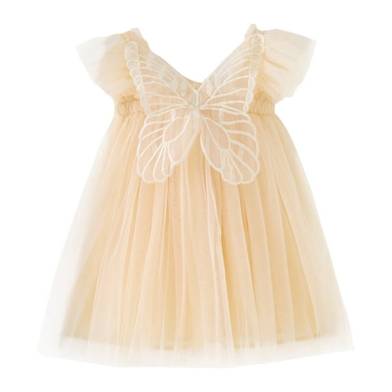 Dresses for Girls Toddler Fly Sleeve with Wing Holiday Dance Party Dresses Clothes Princess Dress Size 2 Y-3 Y