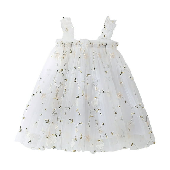 Dresses for Girls Toddler Sleeveless Embroider Dress Dance Party Floral Dresses Clothes Princess Dress Size 2 Y-3 Y