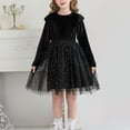 thumbnail image 1 of Dresses for Girls Velvet Ruffle Long Sleeve Tiered Tulle Tutu Dress Fall Sequin Party Kid Flower Party Dresses, 1 of 9