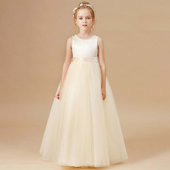Kids Dress Girls Short Sleeves Beige Dress Girls Fall Dresses Girls Party Dress Princess Dress Up for Girls 9-10 Years