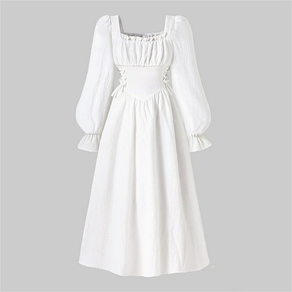 Dresses for Kids White Long Sleeve Dress Fall Winter Church Dresses for Girls Princess Dress Up for Girls 8-9 Years