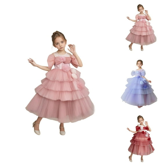Dresses for Teen Girls Girls Princess Dress Girls' Pleated Dress Off Shoulder Cake Style Evening Gown For For Parties And Celebrations