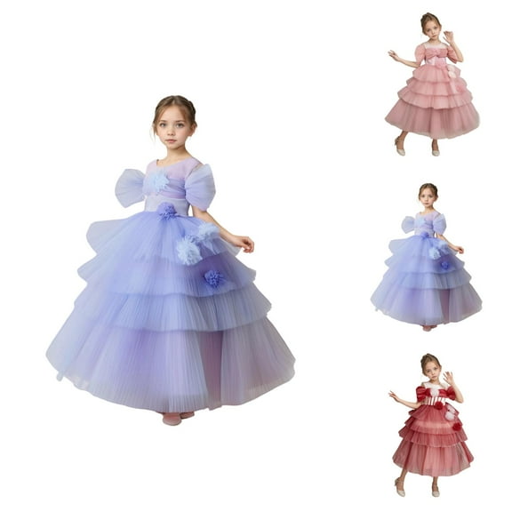 Dresses for Teen Girls Girls Princess Dress Girls' Pleated Dress Off Shoulder Cake Style Evening Gown For For Parties And Celebrations
