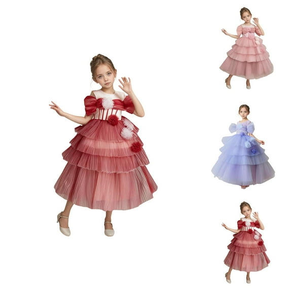 Dresses for Teen Girls Girls Princess Dress Girls' Pleated Dress Off Shoulder Cake Style Evening Gown For For Parties And Celebrations