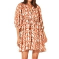 thumbnail image 1 of Dresses for Women 2023 Boho Dress Billowing Sleeves Tie Neckline Floral Tunic Dress Summer Flowy Beach Dress, 1 of 7