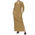 thumbnail image 1 of Dresses for Women 2024 Summer Sexy V-Neck Solid Color Button Long Sleeve Pockets Long Dress Ladies Fashion Sundress, 1 of 8