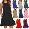 thumbnail image 1 of Dresses for Women 2024 Sundresses for Women Casual Dresses Fashion Summer Casual Round-Neck Short Sleeve High Waist Mini Dress S-XL, 1 of 4
