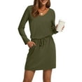 thumbnail image 1 of Dresses for Women 2025 Casual Long Sleeve Dress Trendy Fall Fashion Cozy Travel Outfits Army Green S, 1 of 4