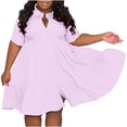 thumbnail image 1 of Dresses for Women 2026 Casual Spring Fashion Solid Color Lapel Breasted Short Sleeve Shirt Dress Fashion Beach Vacation Clothes Pink (Size:XL-5XL), 1 of 5