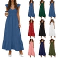 thumbnail image 1 of Dresses for Women 2026 Sleeveless Crew Neck Casual Dresses Empire Waist Maternity Dress Blue M, 1 of 6