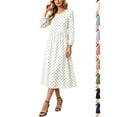 thumbnail image 1 of Dresses for Women 2026 Women's Round Neck Long Sleeve Dress, Casual Print All Season Dress, Polyester Spandex Dress, 1 of 5