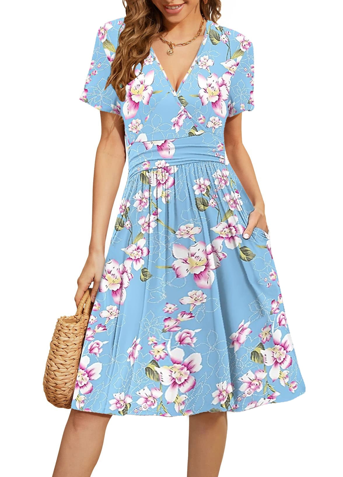 Vestido Casual V-Neck Party con Bolsillos para Mujer Peru Ubuy