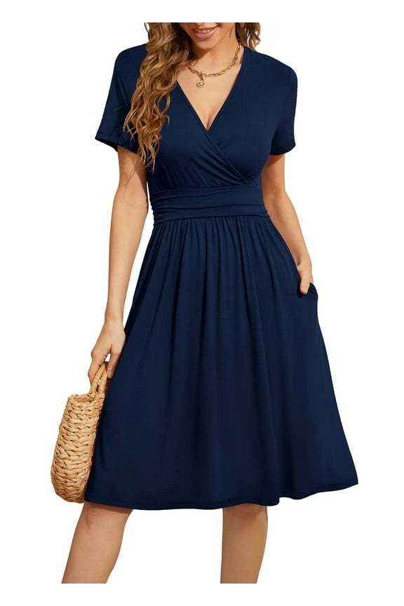 Dresses for Women Casual Dresses V-Neck Party Summer Dress 2023 with Pockets