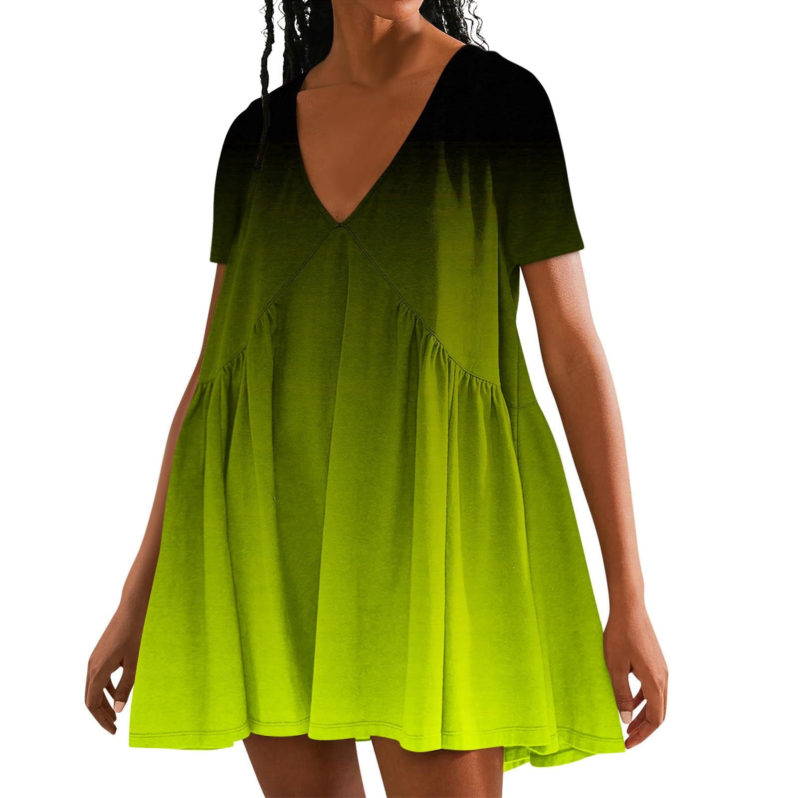 Kmdttou Dresses for Women Casual Short Sleeve Sweater Dresses Solid Color Summer Short Sleeved Dress, Green 2XL, Women's Kmdttou Dresses for Women Casual Short Sleeve Sweater Dresses Solid Color Summer Short Sleeved Dress, Green 2XL, Women's