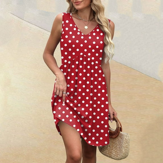 Dresses for Women Casual Summer Sundresses Boho Floral Print Sleeveless Tank Dress with Pockets