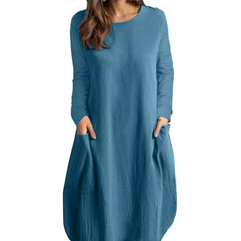 Dresses for Women Casual Winter Fall Plus Size Long Sleeve Neutral